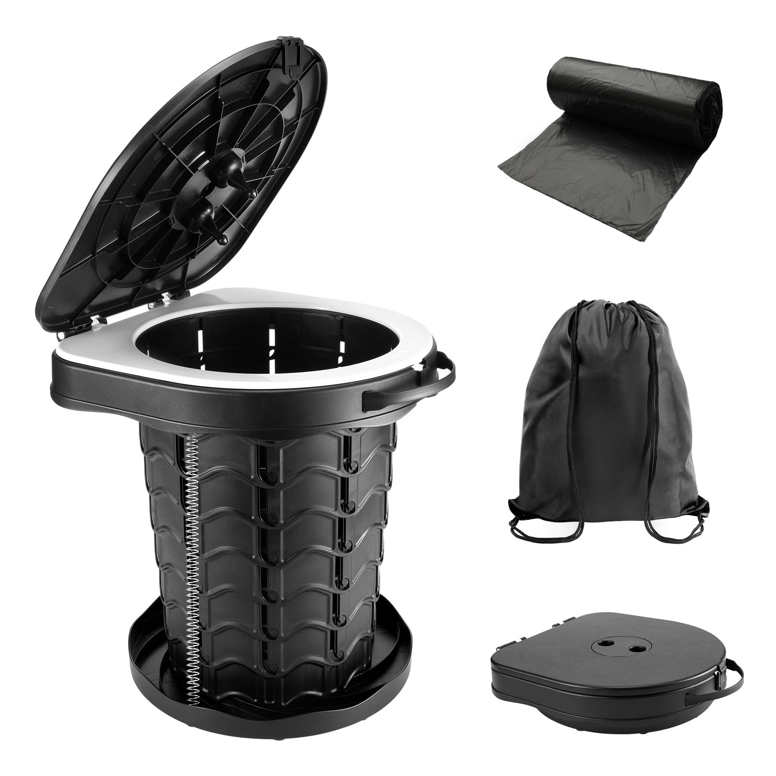 imodomio Campingtoilette Faltbar Camping Toiletten(WC) mit Deckel Mobile Toilette mit 10 Müllsäcke, ideal für Outdoor-Camping, Auto