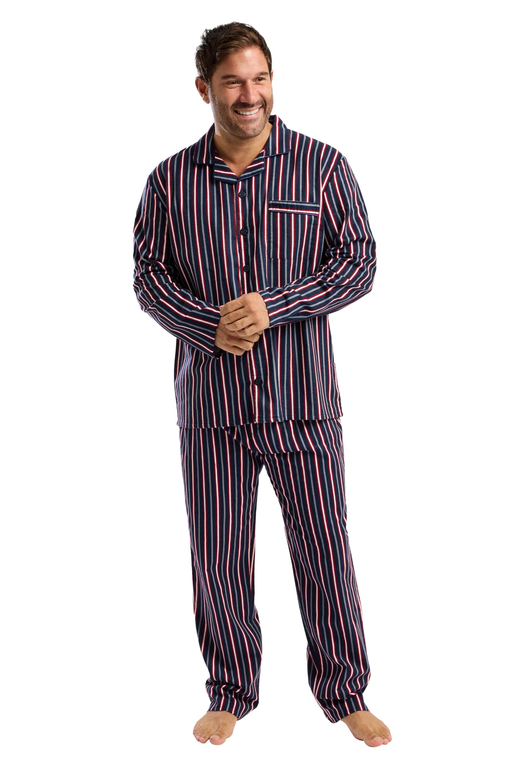 Mens Traditional Flannel PJ Pyjama Set Night Wear PJ's Pyjamas Gents Cotton XXL