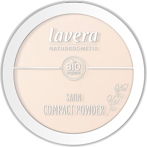 lavera Satin Compact Powder -Medium 02- nude - Almond Oil & Rice Powder - Vegan - Mattifying - Long-Lasting - Velvety Texture 0.32 Fl Oz(Light 01)