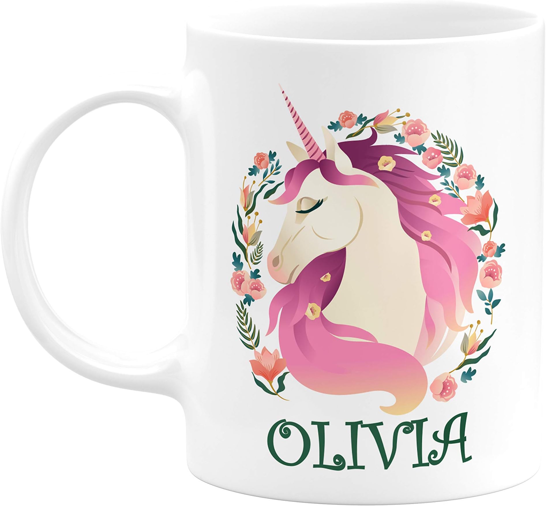 Dabbing Unicorn Royal Unicorn Personalized Coffee Mugs with Name, 11oz Coffee Cup with Matching Coaster - Birthday Gifts, Mothers Day Gifts, Christmas Gifts, Gift for Granddaughter Daughter