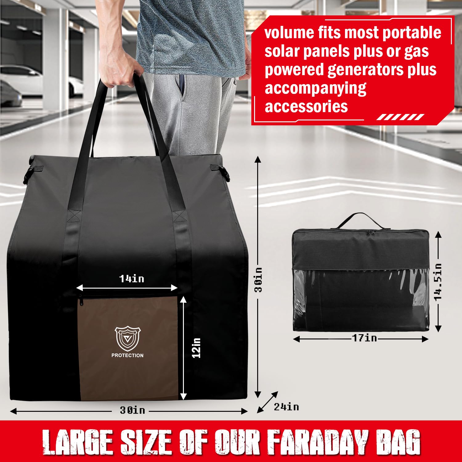 Faraday Bag for Generators and Extra-Large Electronic Devices, Military-Grade Faraday Cage for EMP Protection & Digital Forensics to Protect Personal Security (X-Large)