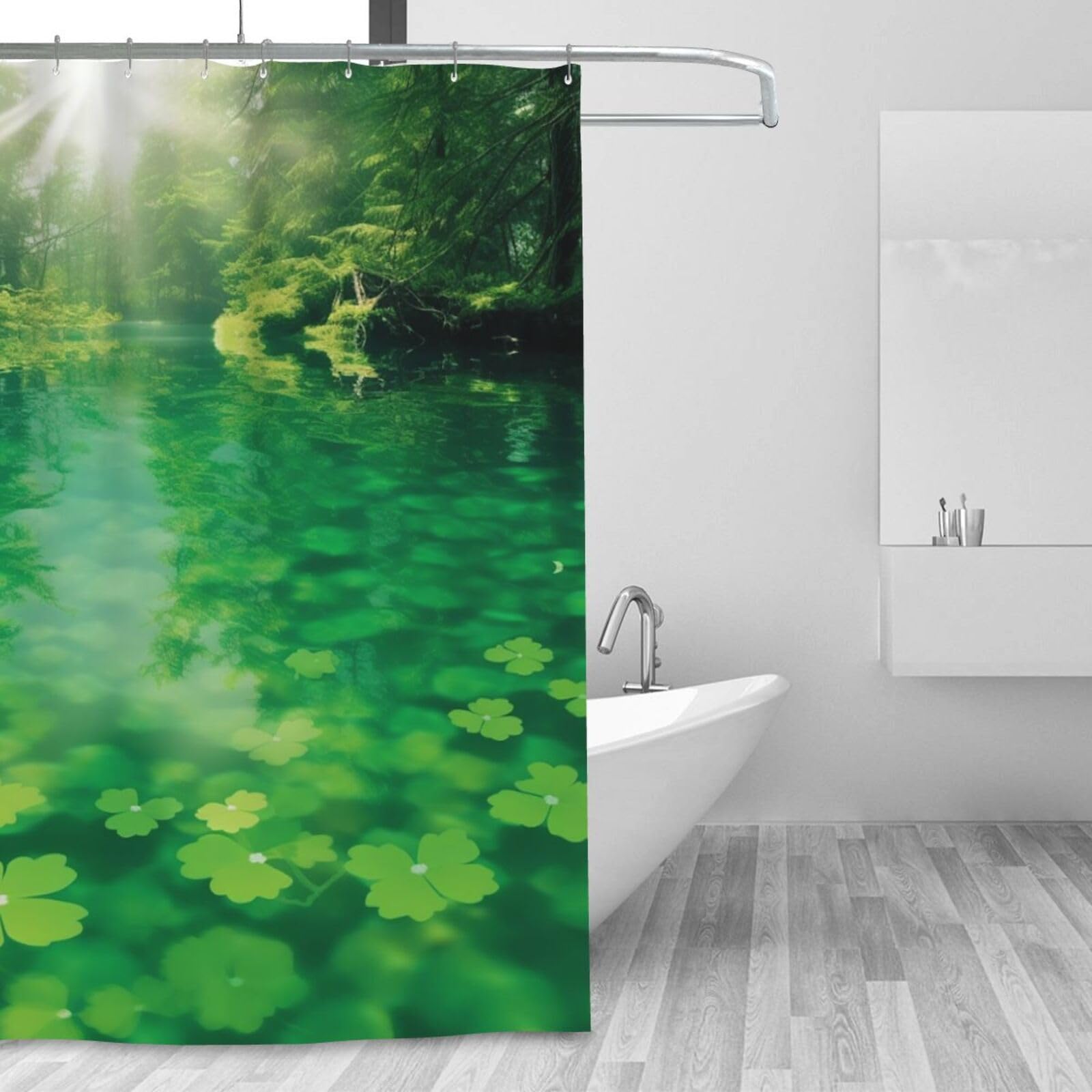 Rideau de douche d'hiver vert 183x183 cm imperméable et lavable avec ses 12 crochets
