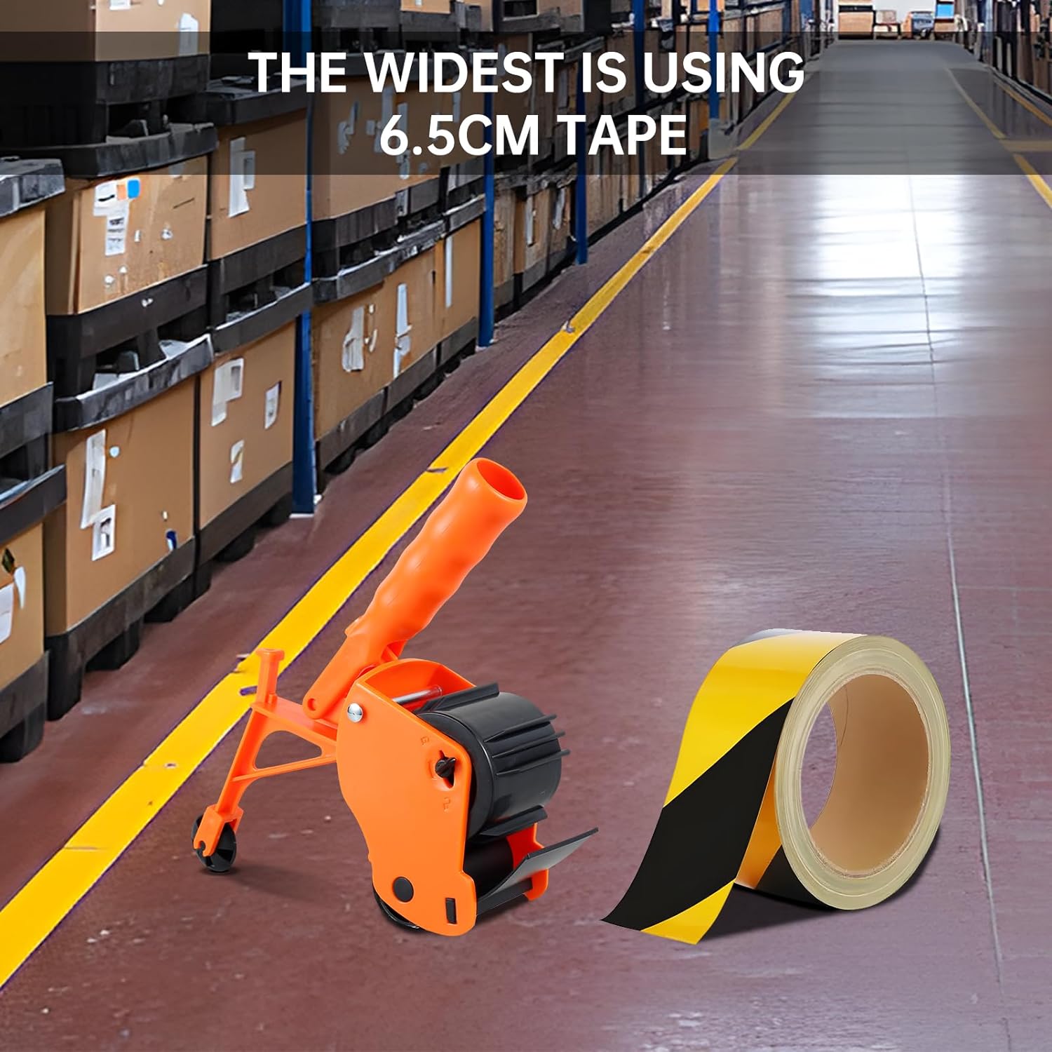 Floor Tape Applicator, Manual Pushing Tape Marking Tool, Plastic Hand Push Tape Roller, Tape Bonding Marking Machine for Driveway Aisle Marking Decoration