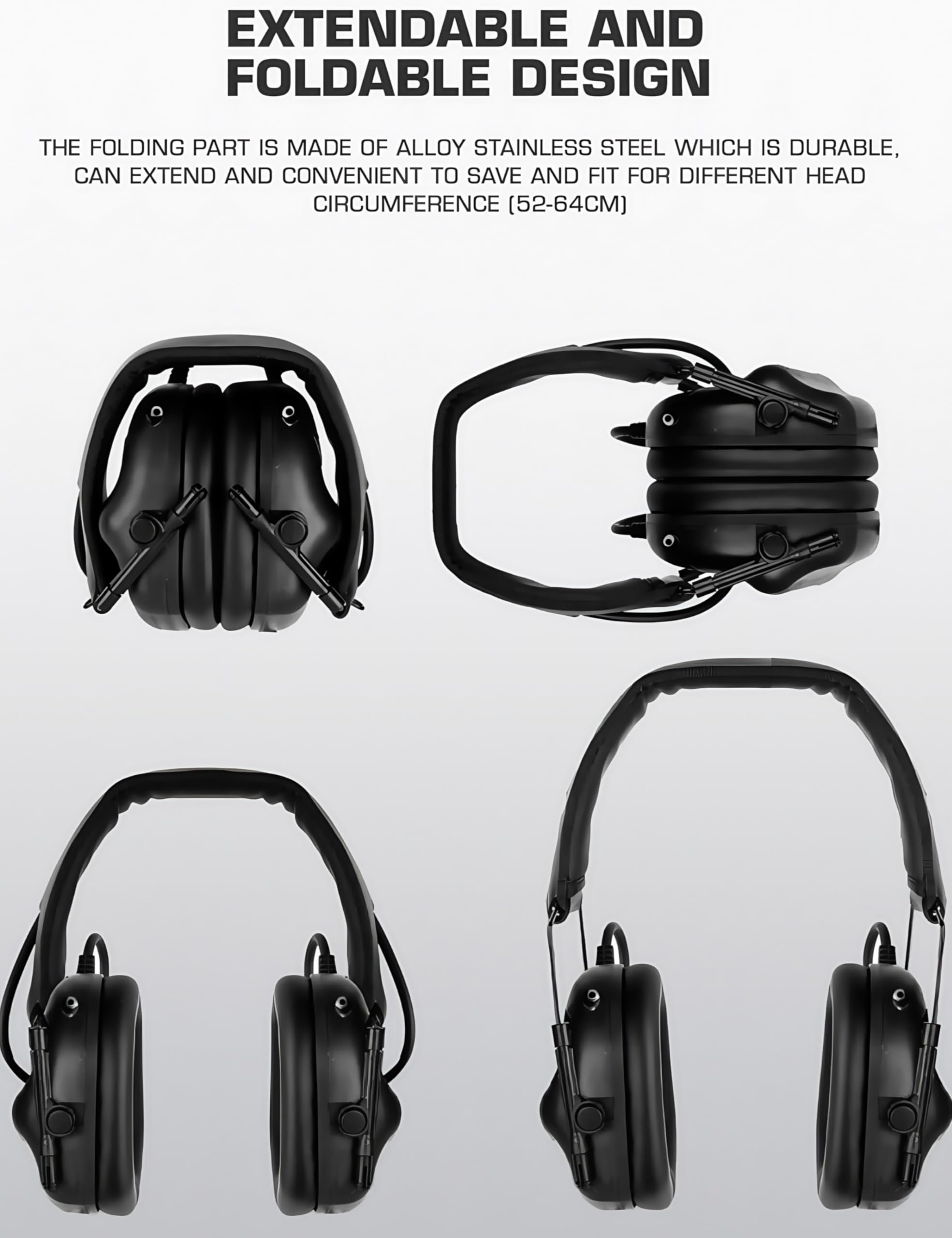 ACEXIER Cuffie militari tattiche senza pickup audio, versione con riduzione del rumore, auricolari da indossare sulla testa per caccia, softair e tiro