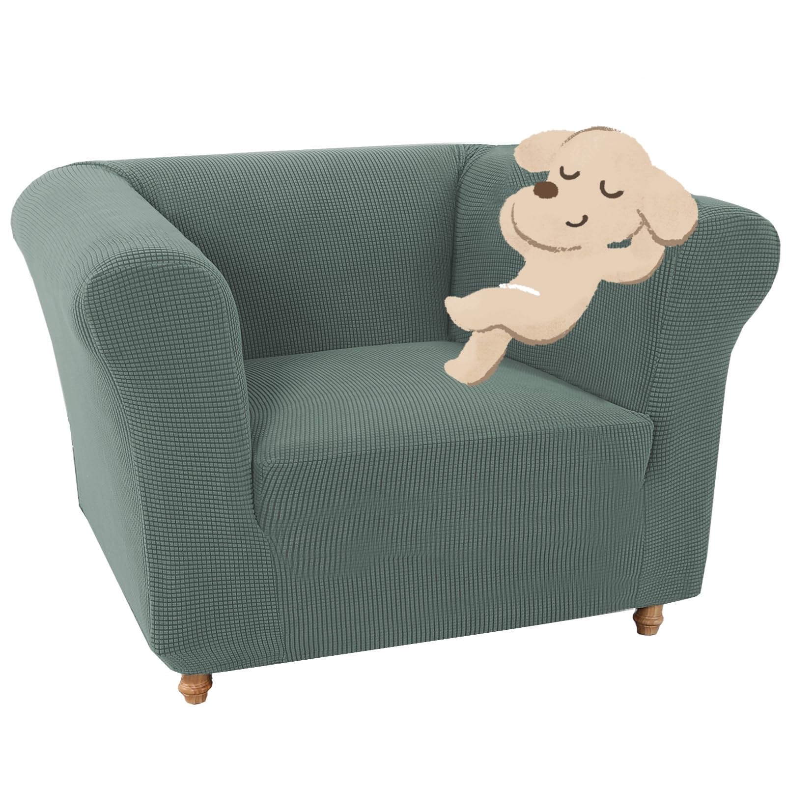 Lichi High Stretch Sofa Cover for 1 Seater - Non Slip Spandex Slipcover for Dogs Pets, Cats - Couch Furniture Protector (Green)