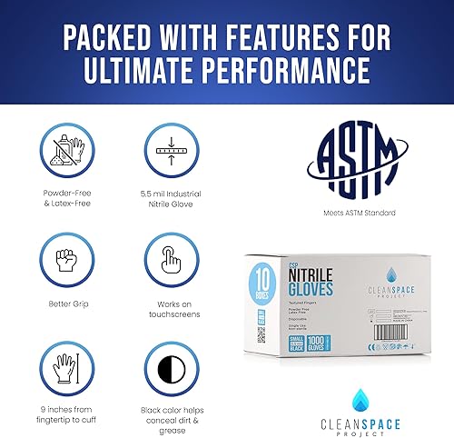 Miniatura 8 de CLEAN SPACE PROJECT Black Nitrile Gloves Disposable