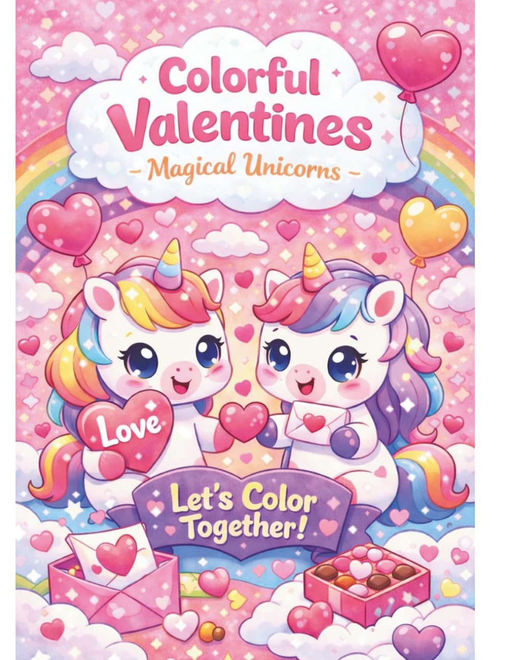 Colorful Valentines Magical Unicorns A Cute Valentines Day Coloring Book for Kids Ages 6-12: Fun,Kawaii Unicorn Coloring Pages for Creative Kids Who Love Hearts,Rainbows and Friendship