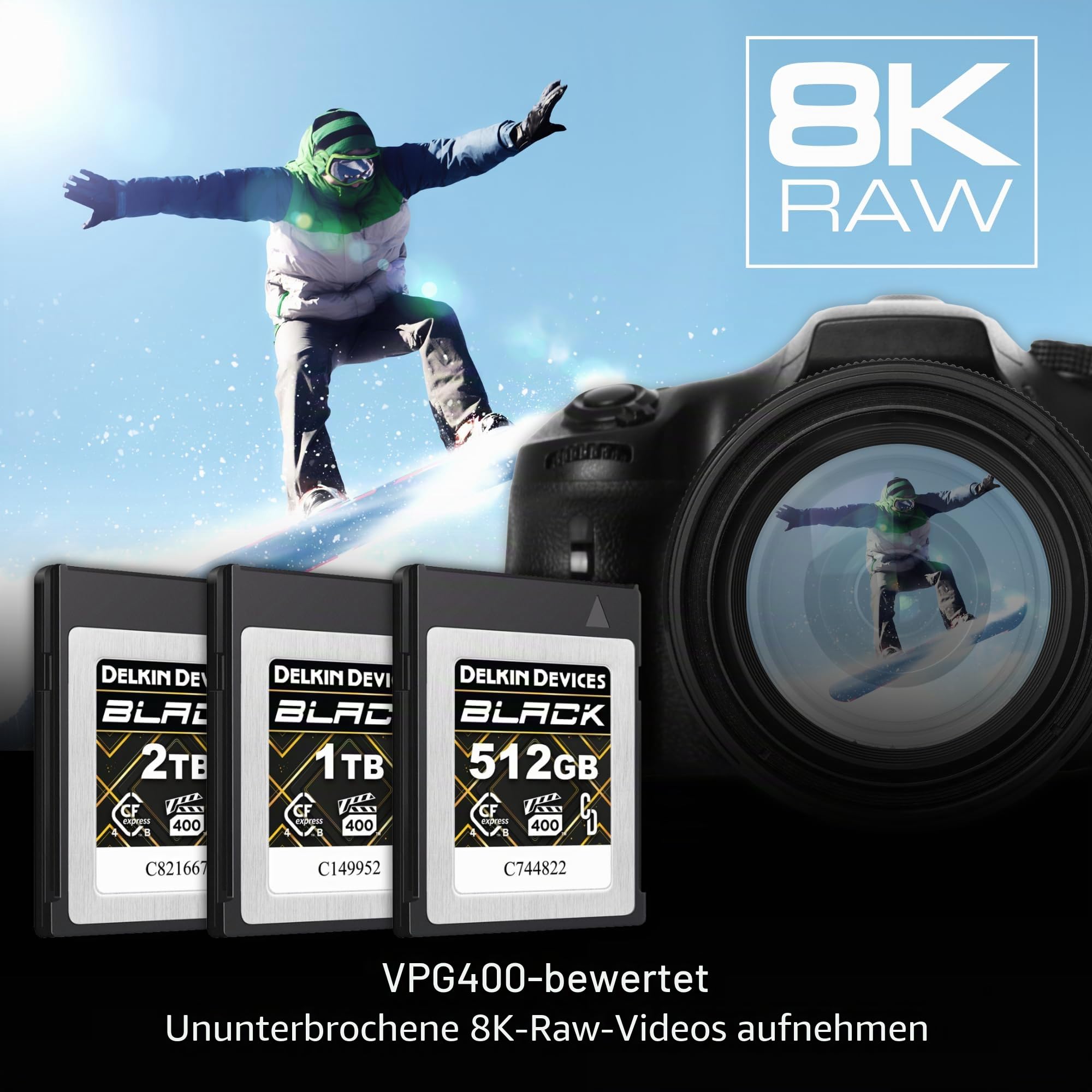 Delkin Devices Cfexpress™ Typ B 4.0 VPG400 Speicherkarte, Schwarz, 512 GB, High-Speed-Leistung für professionelle Fotografie und Videografie (512 GB)