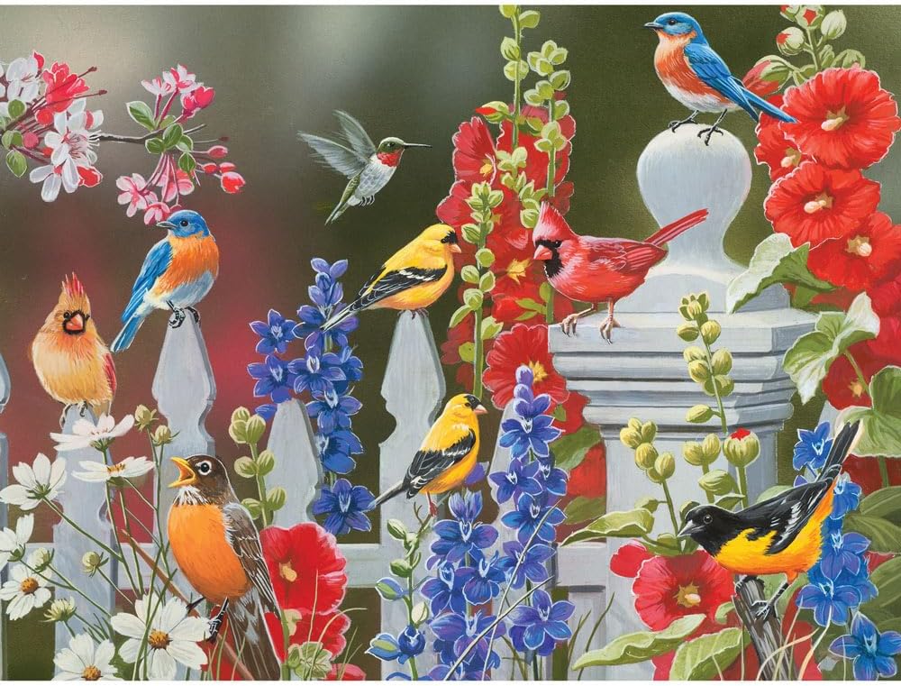 Bits and Pieces - 300 Piece Jigsaw Puzzle for Adults - 18" x 24" - Spring Birds - 300 pc Large Piece Colorful Birds Flowers Jigsaw by William Vanderdasson
