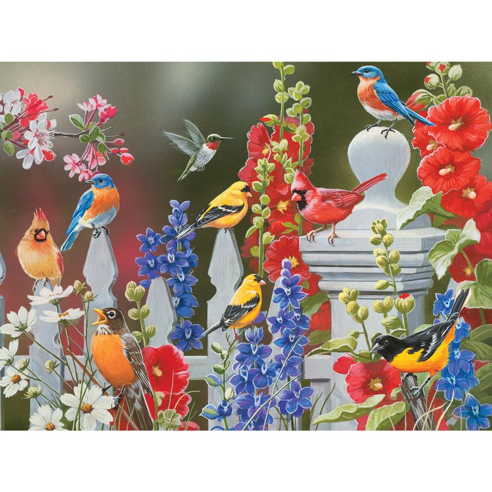 Bits and Pieces - 300 Piece Jigsaw Puzzle for Adults - 18" x 24" - Spring Birds - 300 pc Large Piece Colorful Birds Flowers Jigsaw by William Vanderdasson