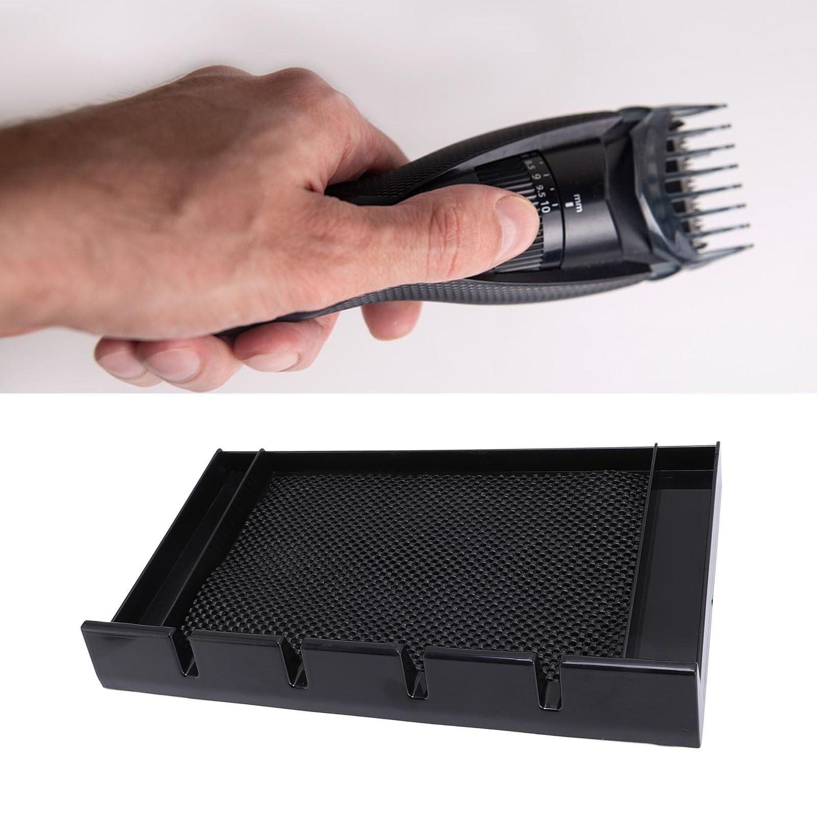 Sorandy Barber Clipper Tray Organizer, Anti Slip Barber Station Organizer, Push Pull Hair Clipper Holder with Cushioning Pads for Haircut Tools Scissors Combs Brushes