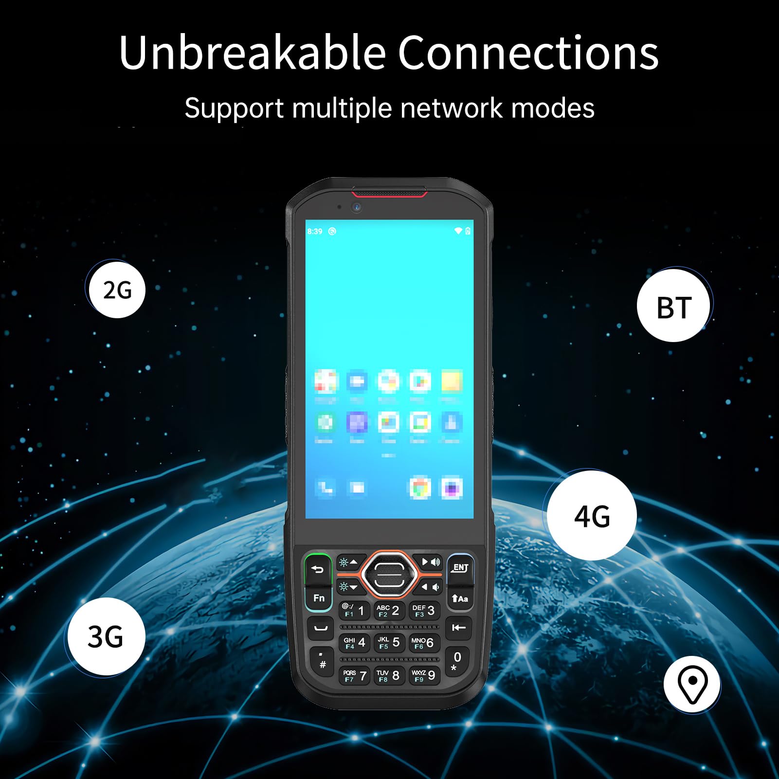 Terminal PDA Portátil con Opciones de Conectividad Avanzadas para Transmisión Inalámbrica Estable y Logística de Inventario Minorista (Enchufe Europeo de 100-240 V.)