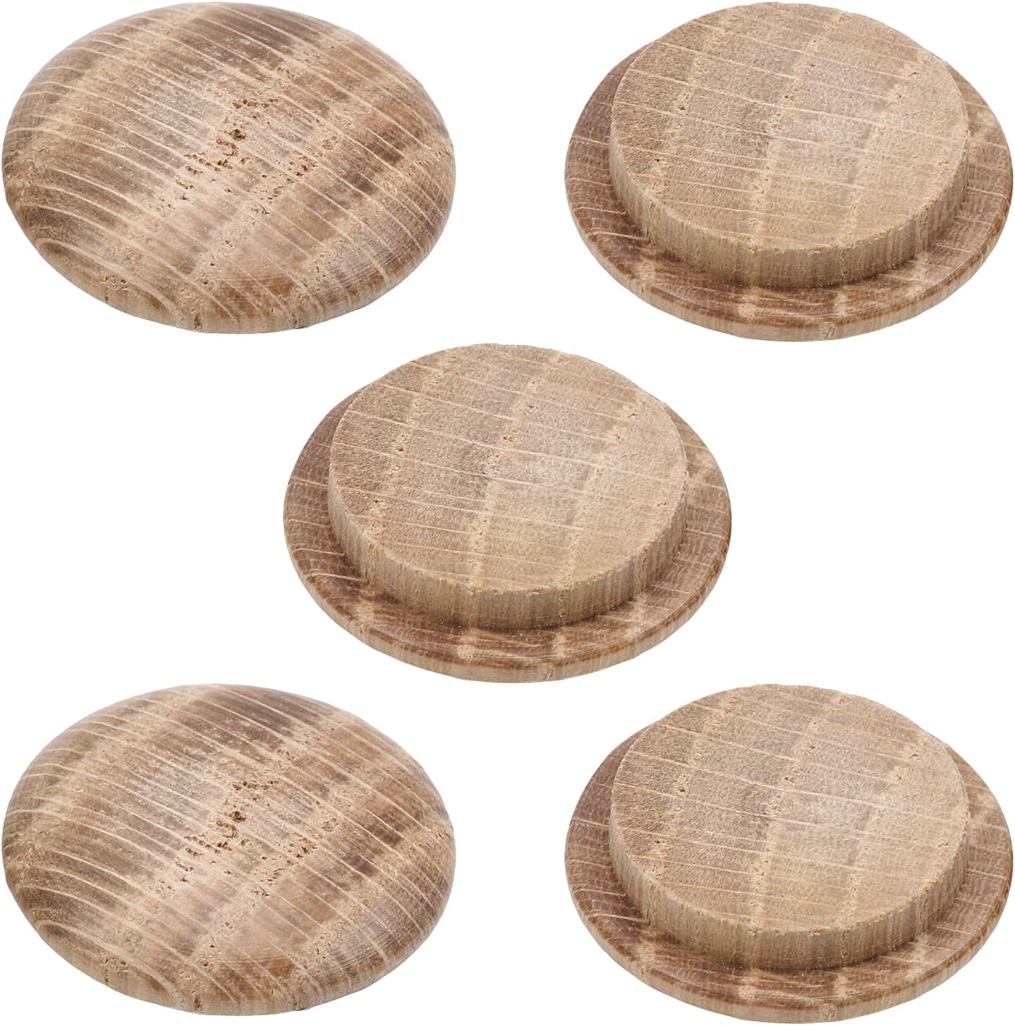 MroMax 5Pcs Round Wood Button Plugs 0.79" Dia Oak Hardwood