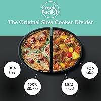 Vista 5 de Juego de 2 divisores de olla de cocción lenta de 6 cuartos de galón rojos y azules, insertos de silicona reutilizables, antiadherentes y resistentes