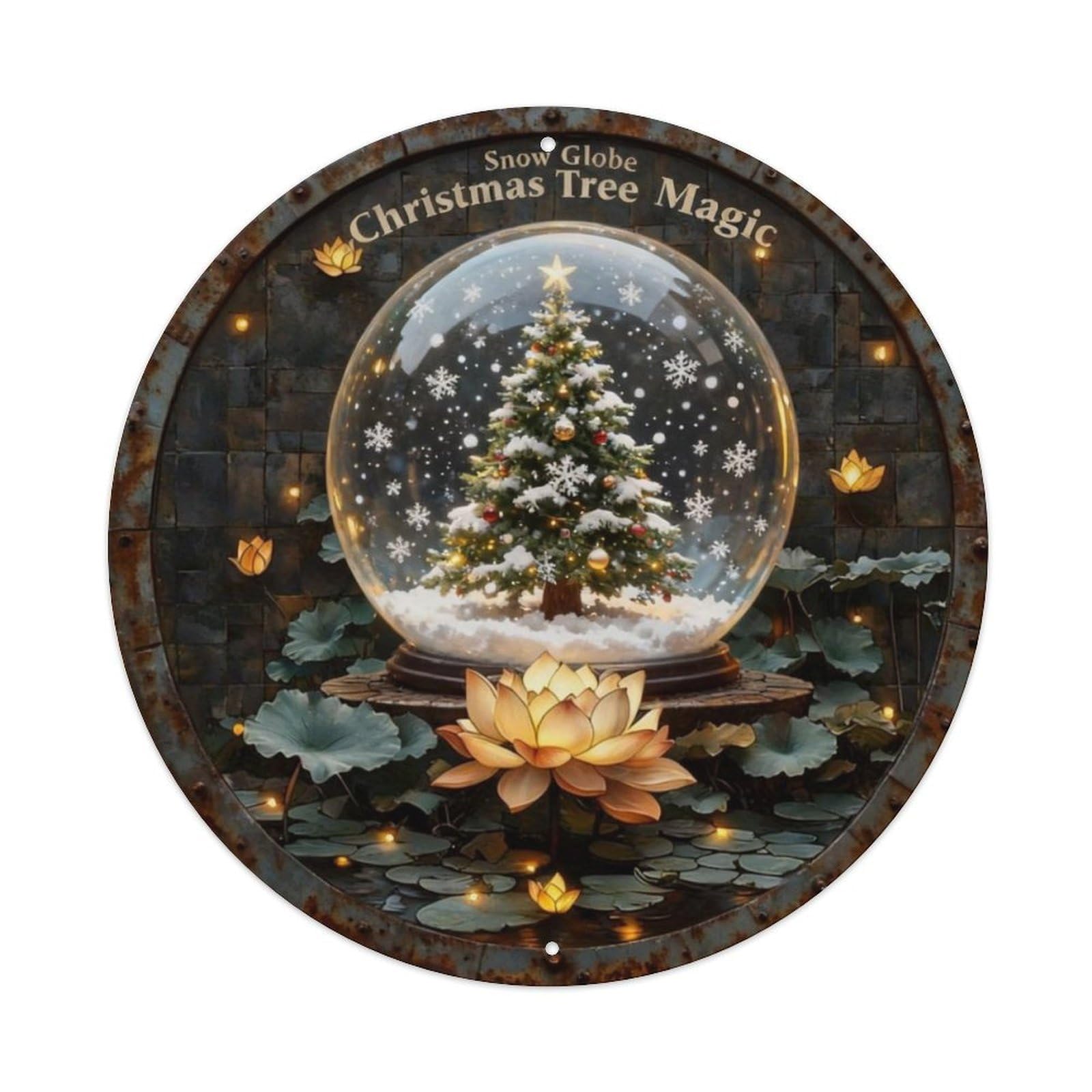 Snow Globe Christmas Tree Magic Metal Tin Sign Plaque