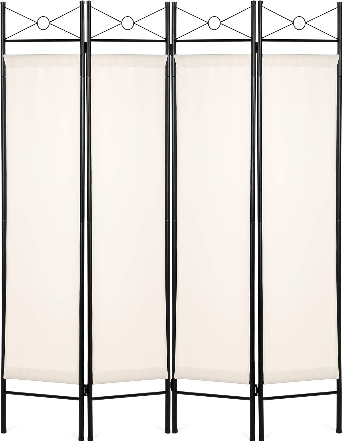 Best Choice Products 6ft 4-Panel Folding Privacy Screen Room Divider Multipurpose Decoration Accent for Living Room, Bedroom, Bathroom, Office, Salon, Shade w/Steel Frame, Lightweight Design - White