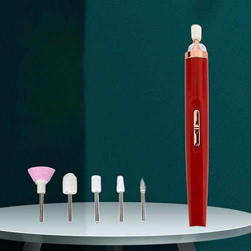 Miniatura 6 de SCOOVY Lima de uñas eléctrica, taladro de uñas inalámbrico de 2 velocidades, taladro eléctrico profesional de manicura, 5 cabezales intercambiables,