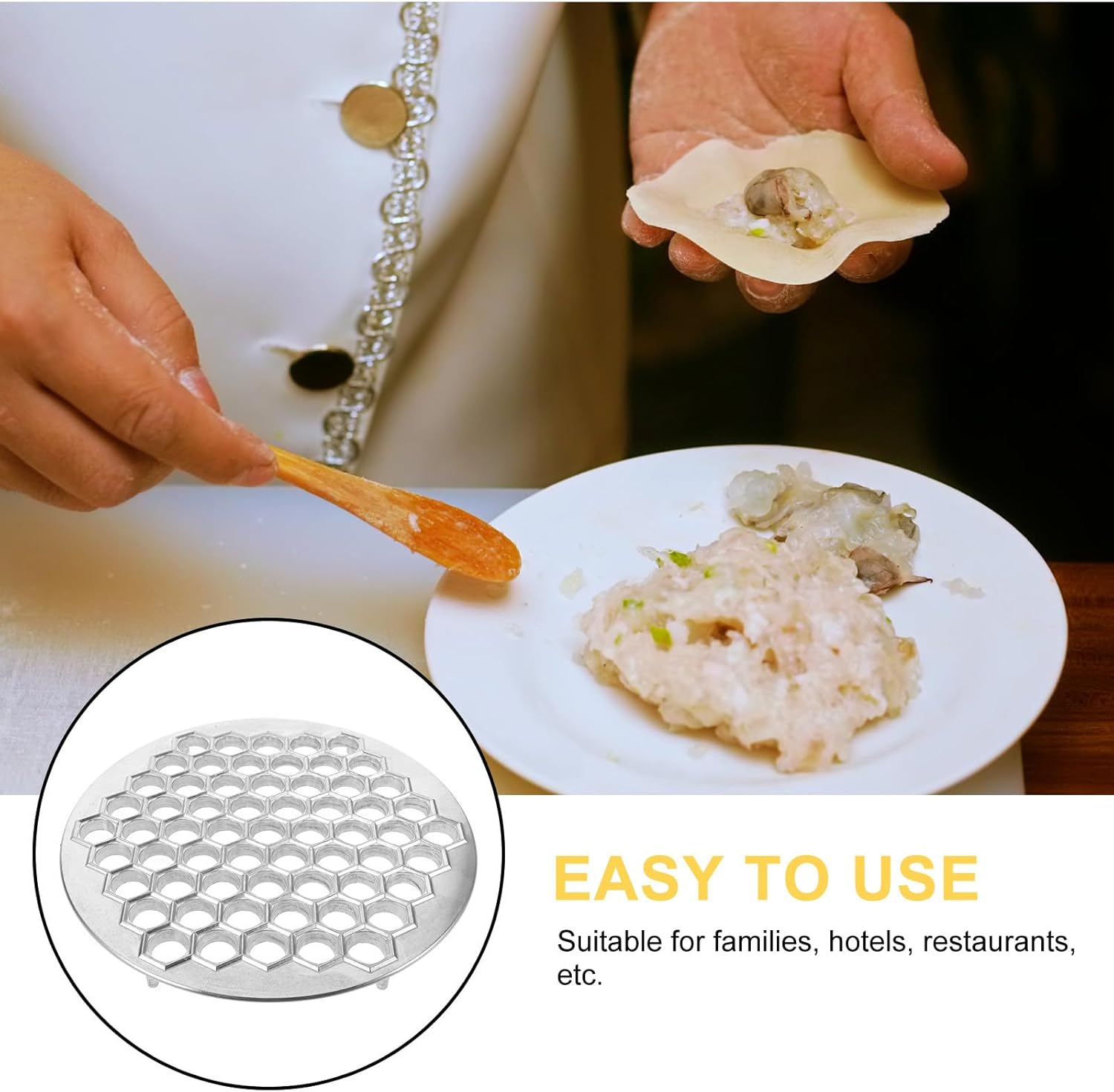 Amosfun 61-hole Aluminum Alloy Dumpling Mold Dumpling Maker Kitchen Traditional Ravioli Press Household Cooking Tool for Easy Preparation