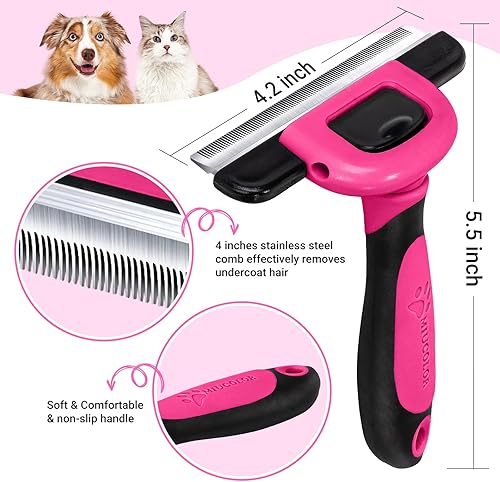Miniatura 2 de MIU COLOR Cepillo de aseo para mascotas, herramienta de eliminación de pelos para perros y gatos, reduce eficazmente la caída hasta en un 95% para