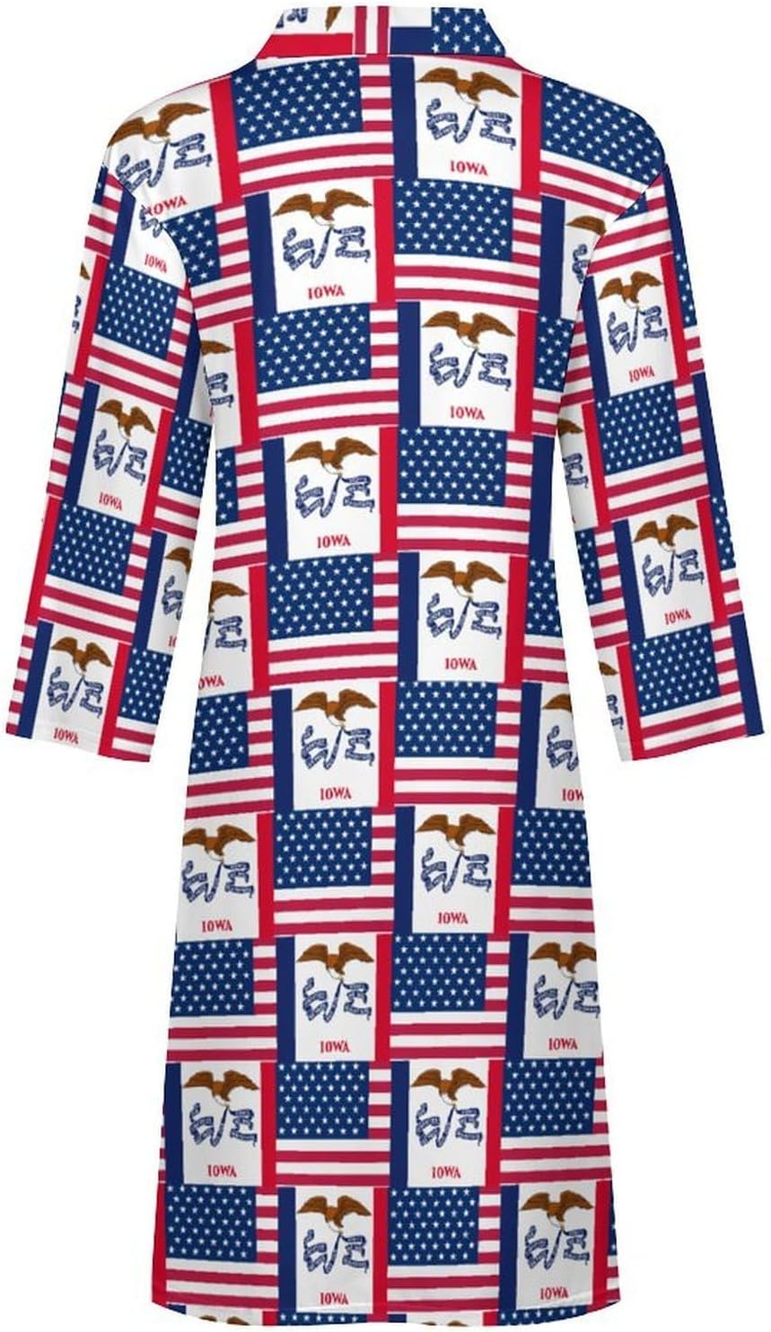 Flag of Usa And Iowa Mens Robe Long Bathrobe for Women Bath Robes Lightweight Soft Printed Sleepwear
