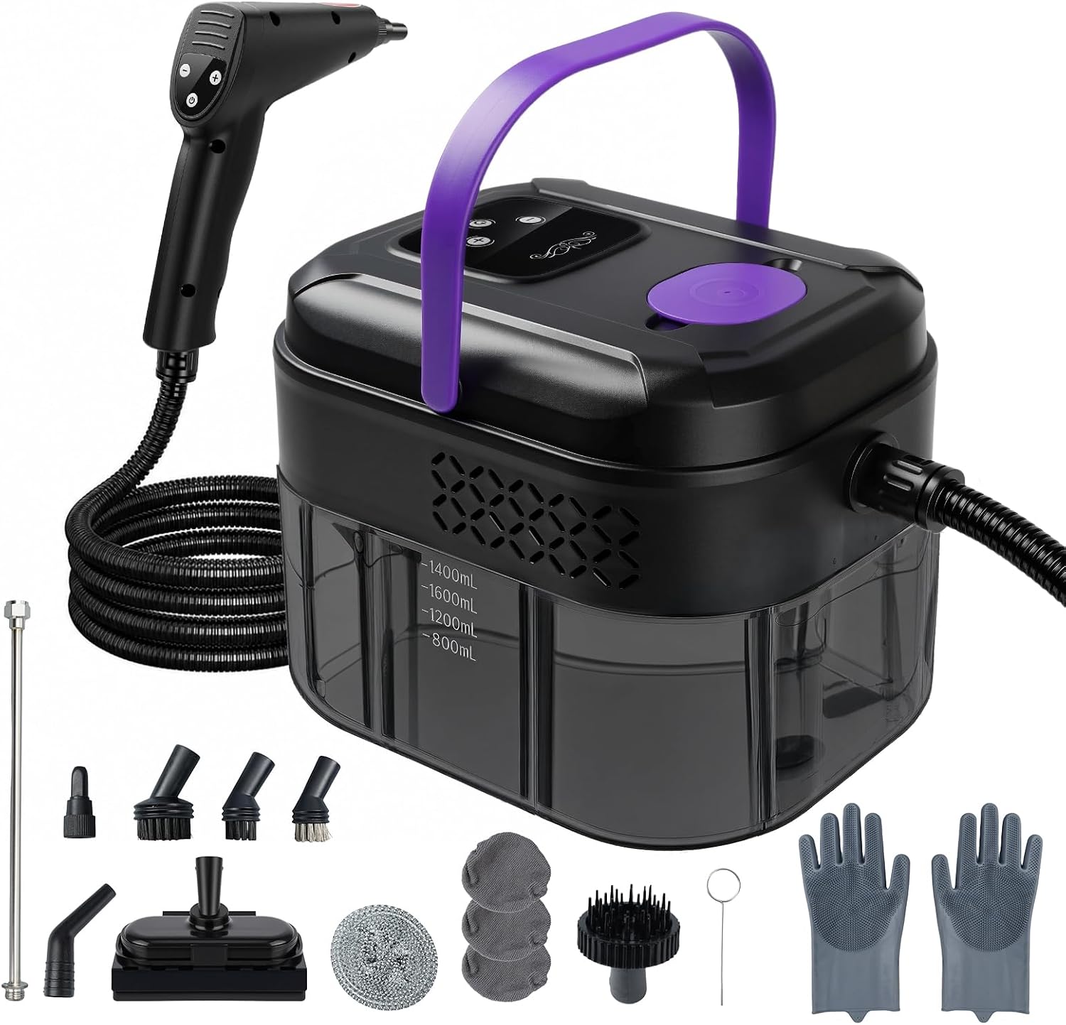 Handheld Steam Cleaner, 6-Level Adjustable Steamer for Home & Car Cleaning