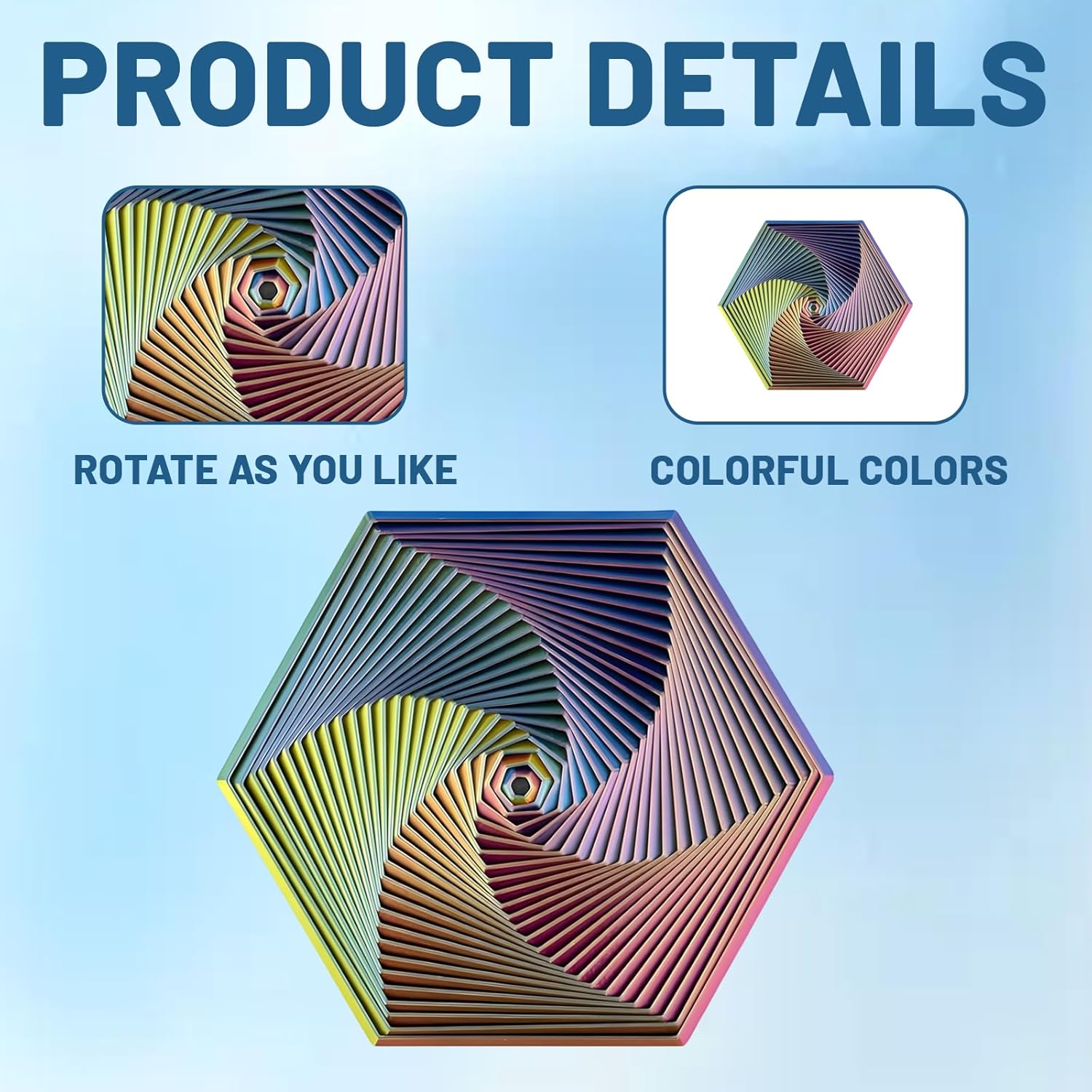 1 Piece Spiral Tower Fidget Toy, 3D Fractal Hexagon Anti-Stress Toy for Relaxation, Sensory Toy with Colour Gradient, Compact and Portable