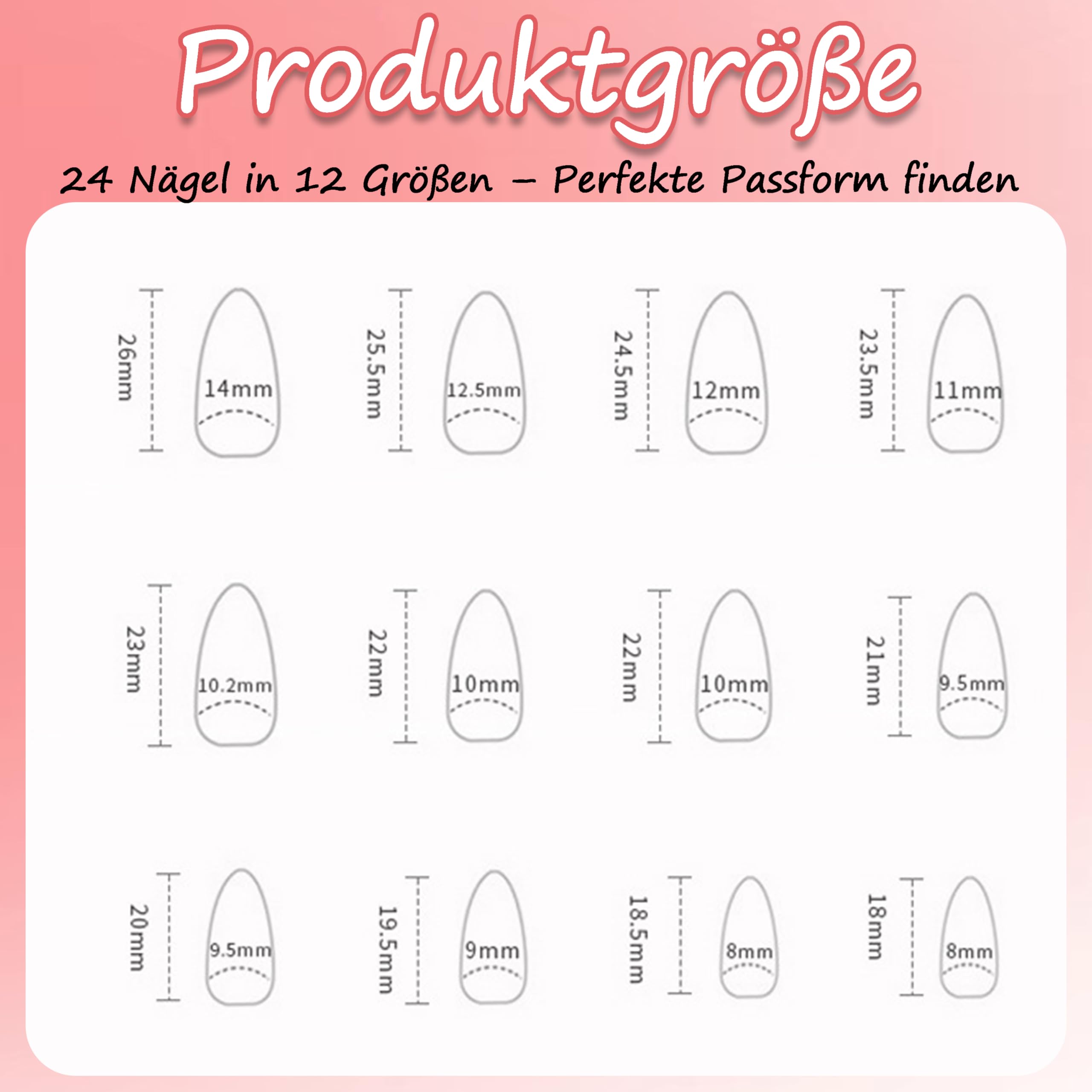 24pcs Mandorle Press on Nails Lunghe Bianco Latte Gradiente Stella Artificiale Da Incollare Finte Colore Francese Copertura Completa Unghie Finte Unghie Finte Naturale per Nail Art Beauty