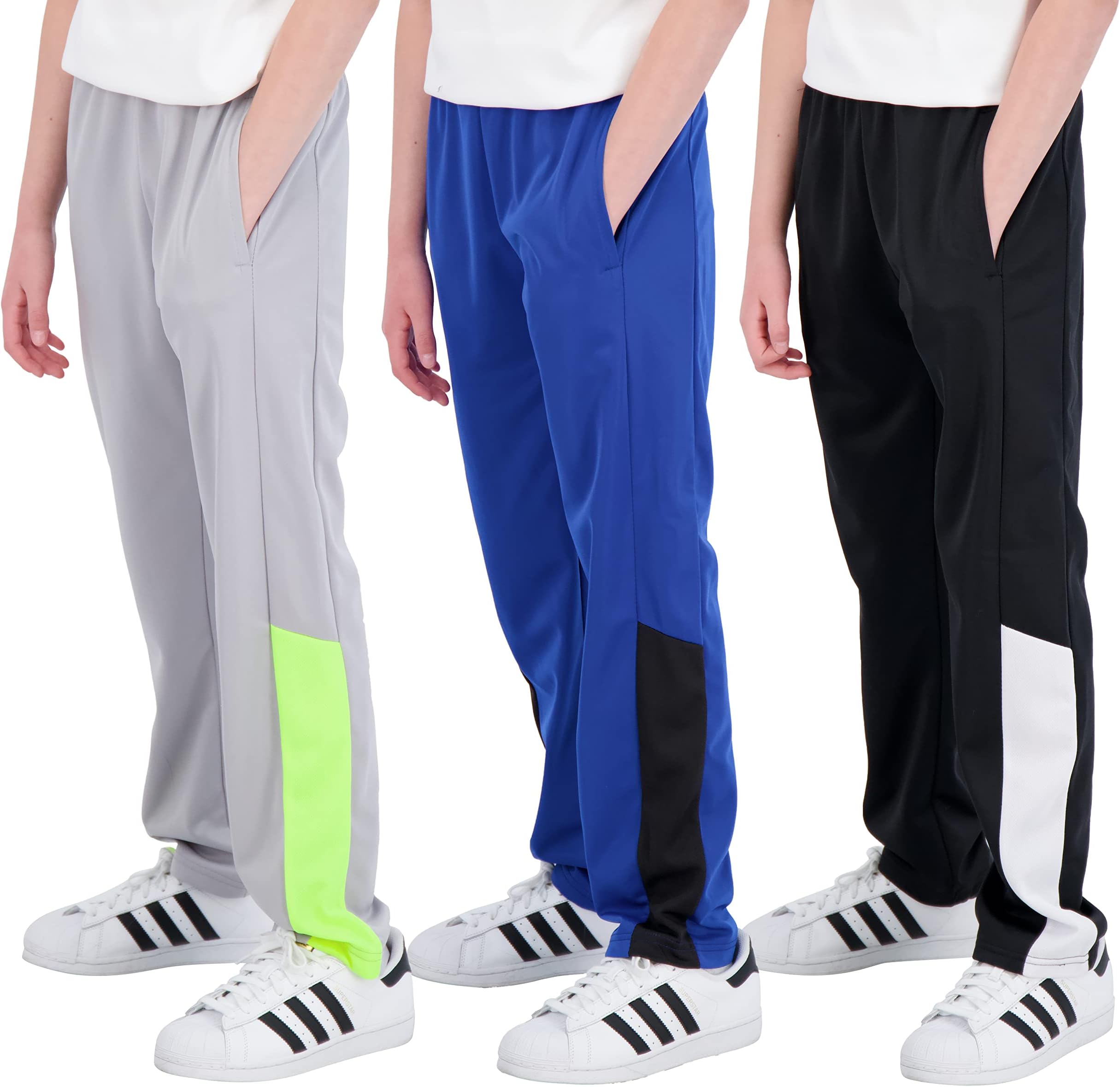 Real Essentials3 Pack: Boys' Tricot Open Bottom Fleece-Lined Sweatpants with Pockets