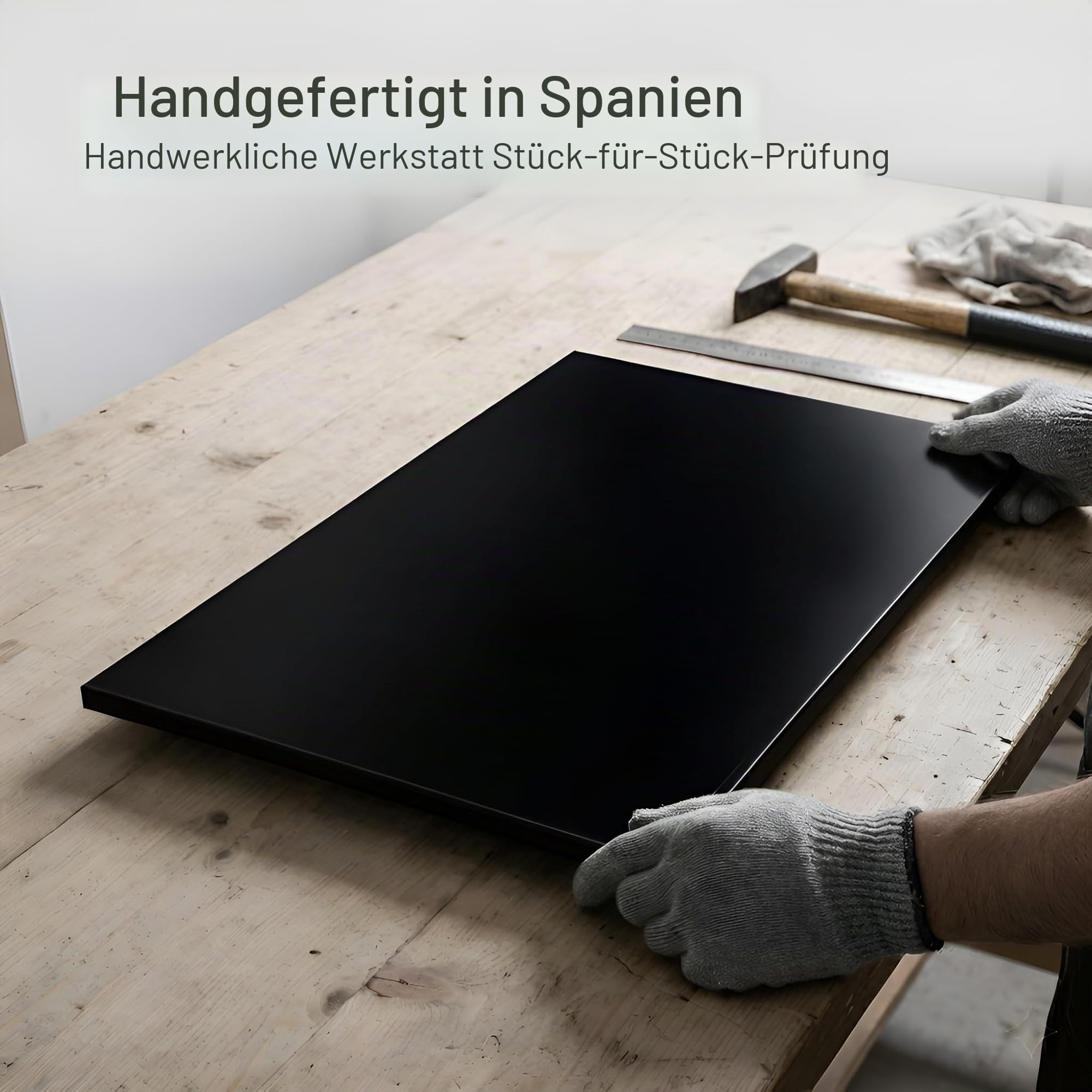 Herdabdeckung Ceranfeld und Herdabdeckung Induktionsfeld (kein GAS) 55 x 33 X 2,5cm – Handgefertigt in Europa – Extrem robust – Ceranfeldabdeckung & Herdplatten Abdeckungen (2, Schwarz)