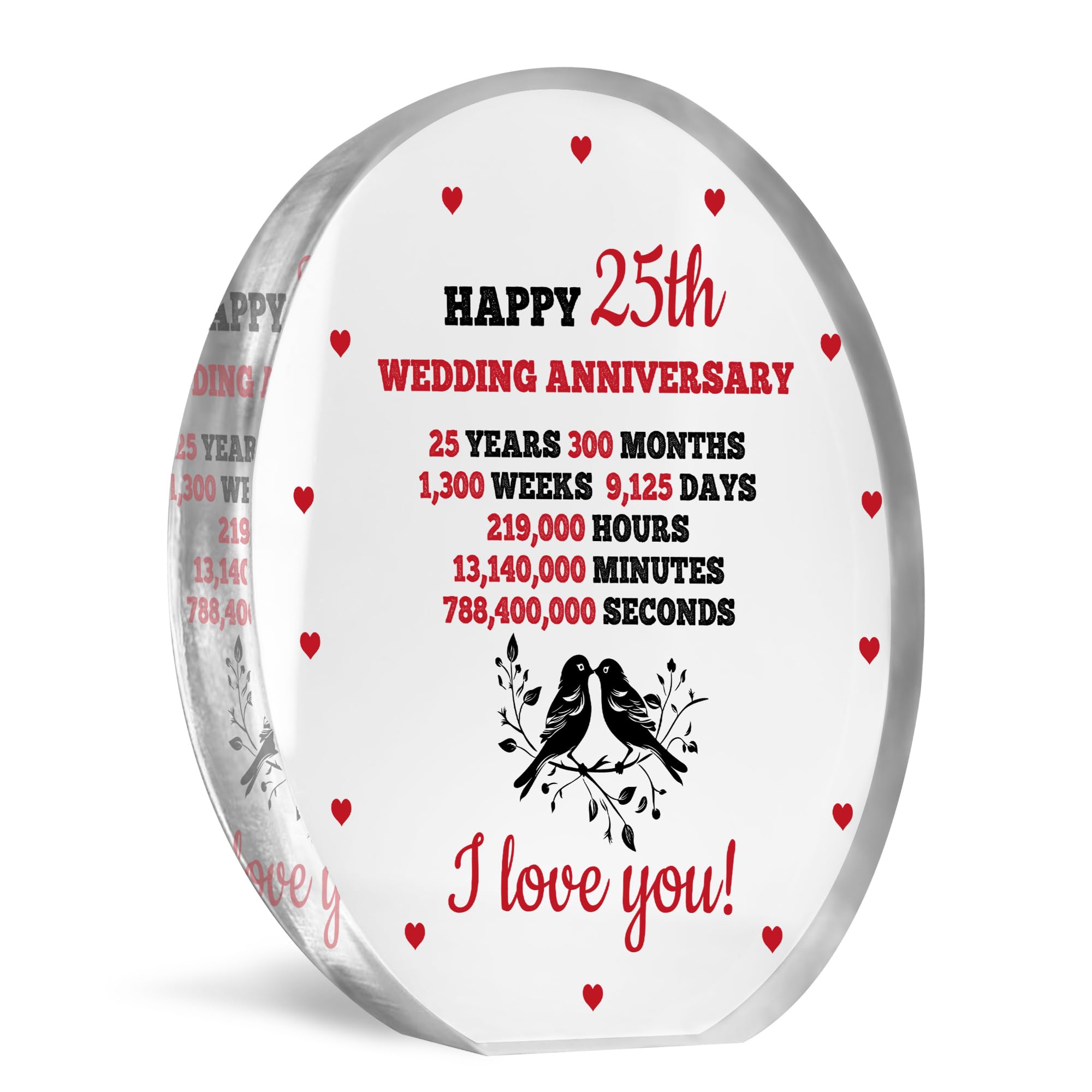 Red Ocean 25th Anniversary Wedding Gifts for Wife, Couples Gifts Acrylic Sign, 25th Wedding Anniversary for Wife Husband, Presents for Husband Wife, Twenty Five Years Anniversary Keepsake