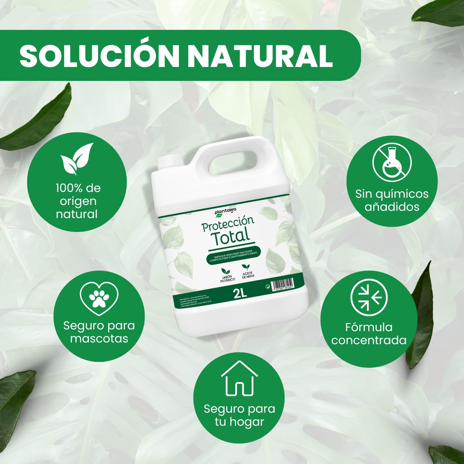 PLANTAWA Protection totale 2L | Savon potassique et huile de neem | Entretien quotidien | Application facile avec pulvérisateur ou arrosoir | Utilisation en intérieur et en extérieur