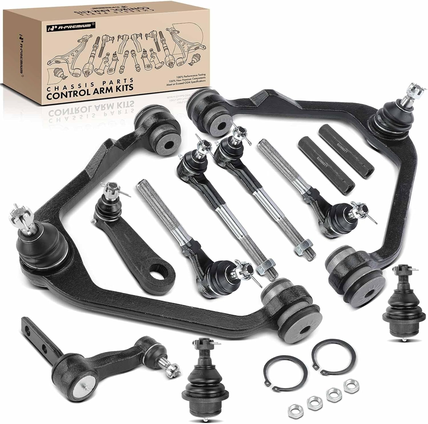 A-Premium 12Pcs Suspension Kit, Upper Control Arm, Lower Ball Joint, Inner Outer Tie Rod End, Compatible with Ford & Lincoln - 97-04 - F-150 (Heritage), F-250, Expedition, Navigator, Blackwood, RWD