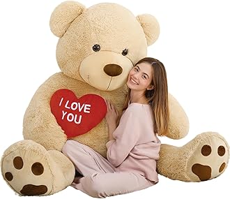 MaoGoLan Giant Teddy Bear 52" Stuffed Animal - I Love You Red Heart Big Teddy Bear Plush for Valentines Gift,Anniversary,Long Distance