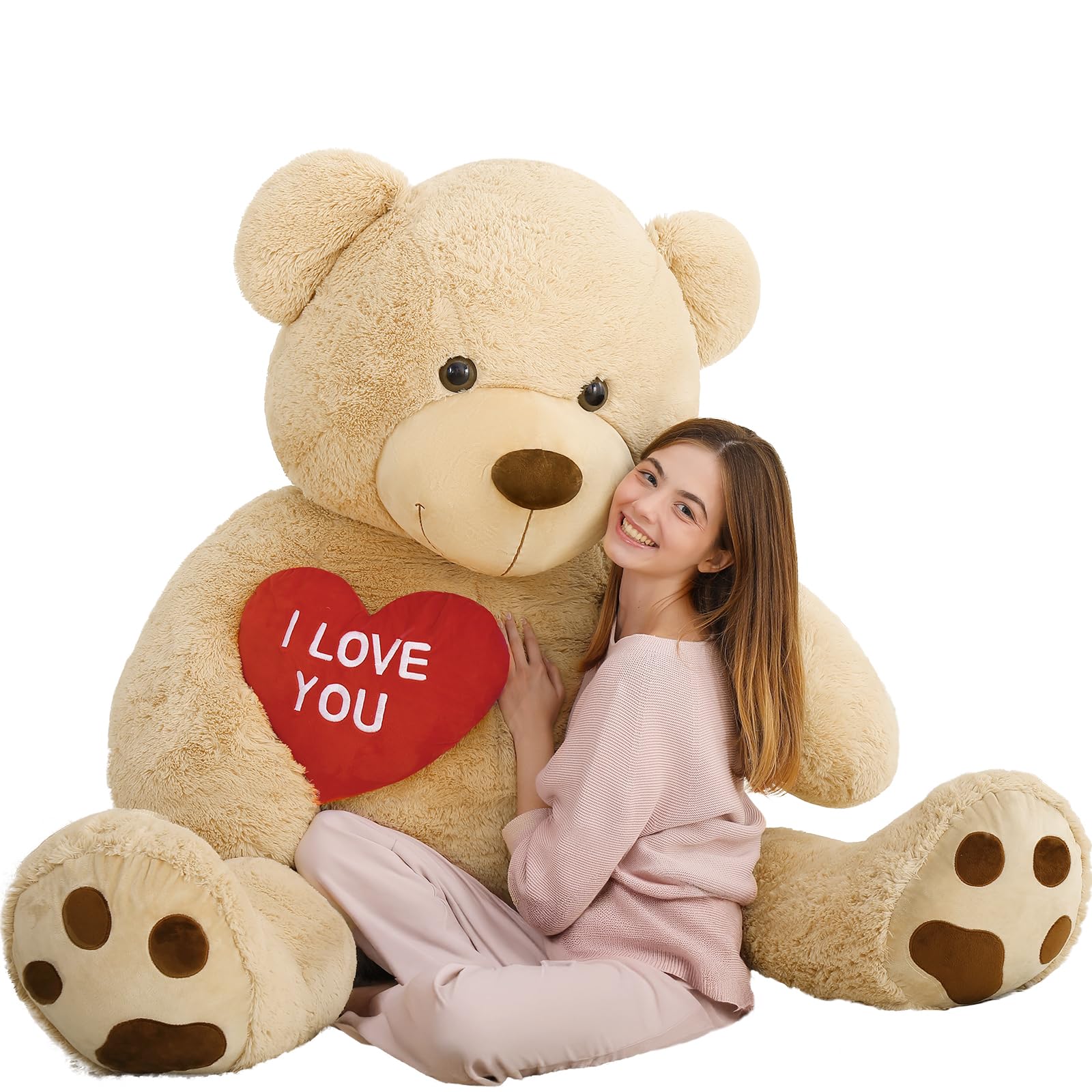 MaoGoLan Giant Teddy Bear 52" Stuffed Animal - I Love You Red Heart Big Teddy Bear Plush for Valentines Gift,Anniversary,Long Distance