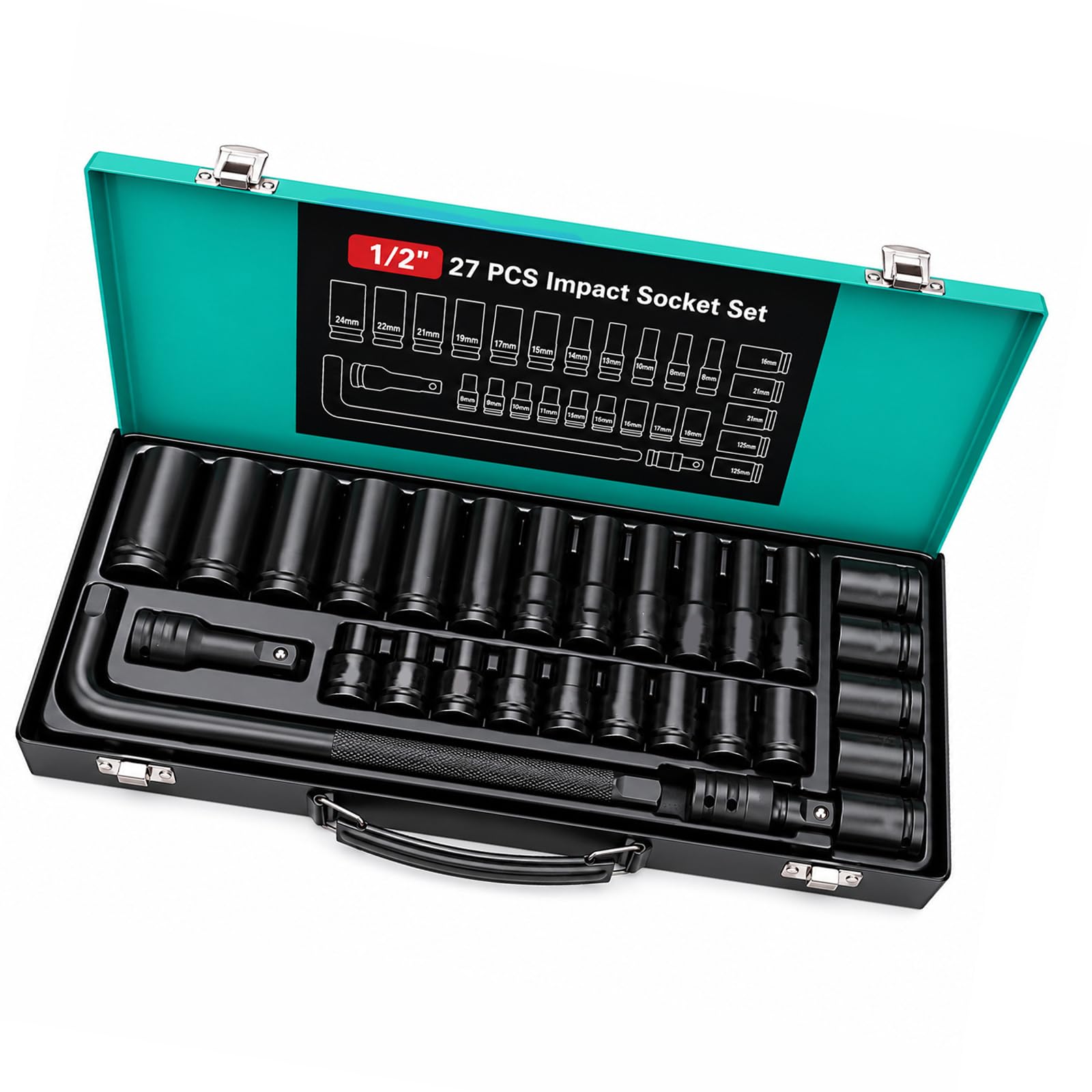 CUNZJIA 15/24/27/35Pcs 1/2Inch Drive Impacting Socket Set Pneumatic Wrench Socket Professional Automotive