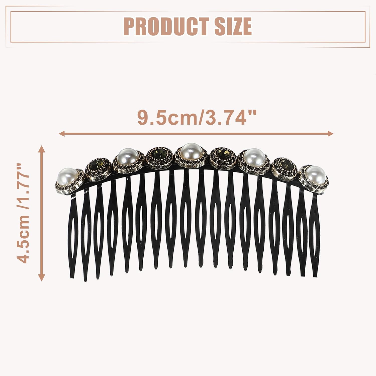 VOCOSTE 5pcs Rhinestone & Faux Pearl Side Hair Comb Set, 18 Wide Teeth, Bride Accessories, Black - Image 7