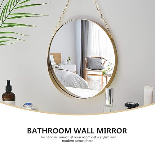 Miniatura 3 de DECHOUS Espejo para tocador de tocador, espejos circulares con adornos dorados, espejo de decoración retro con cadena para montar en la pared,