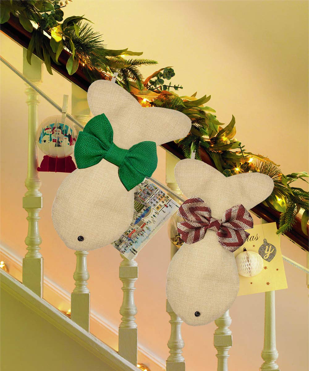 Großer Weihnachtsstrumpf Für Haustiere – Knochenform Aus Jute, 43 Cm, Mit Karierter Schleife