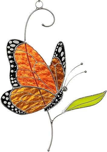 Monarch Butterfly Ukrainian Flag Butterfly Handmade Stained Glass Suncatcher Stained Glass Window Hangings Unique Indoor Ornament & Outdoor Decor