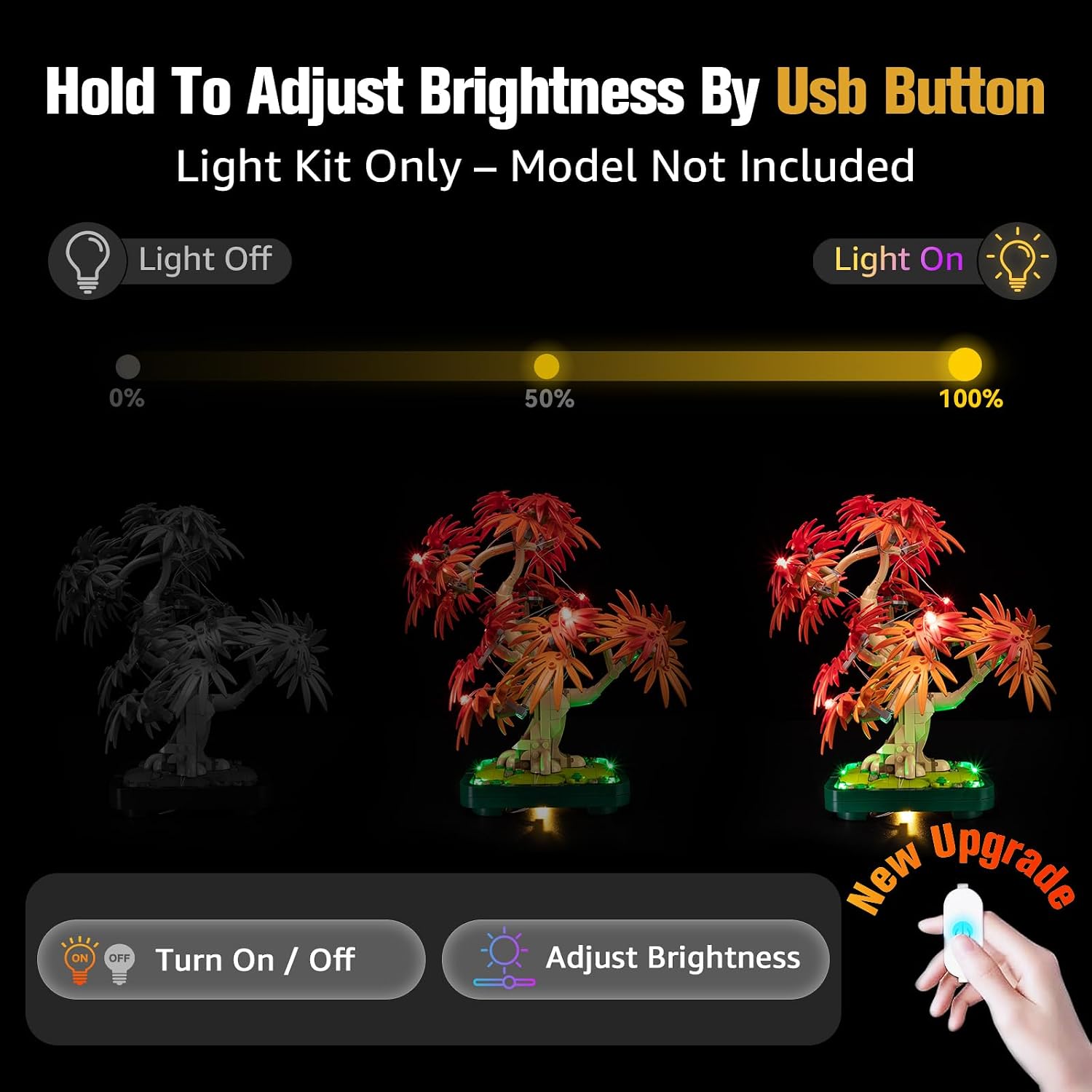 BrickSoul LED Light Up Kit Compatible with Lego Botanicals Japanese Red Maple Bonsai Tree 10348 Building Set, Upgrade Wired Dimmable Lighting Accessories for Lego Fans, Not Included 10348 Model