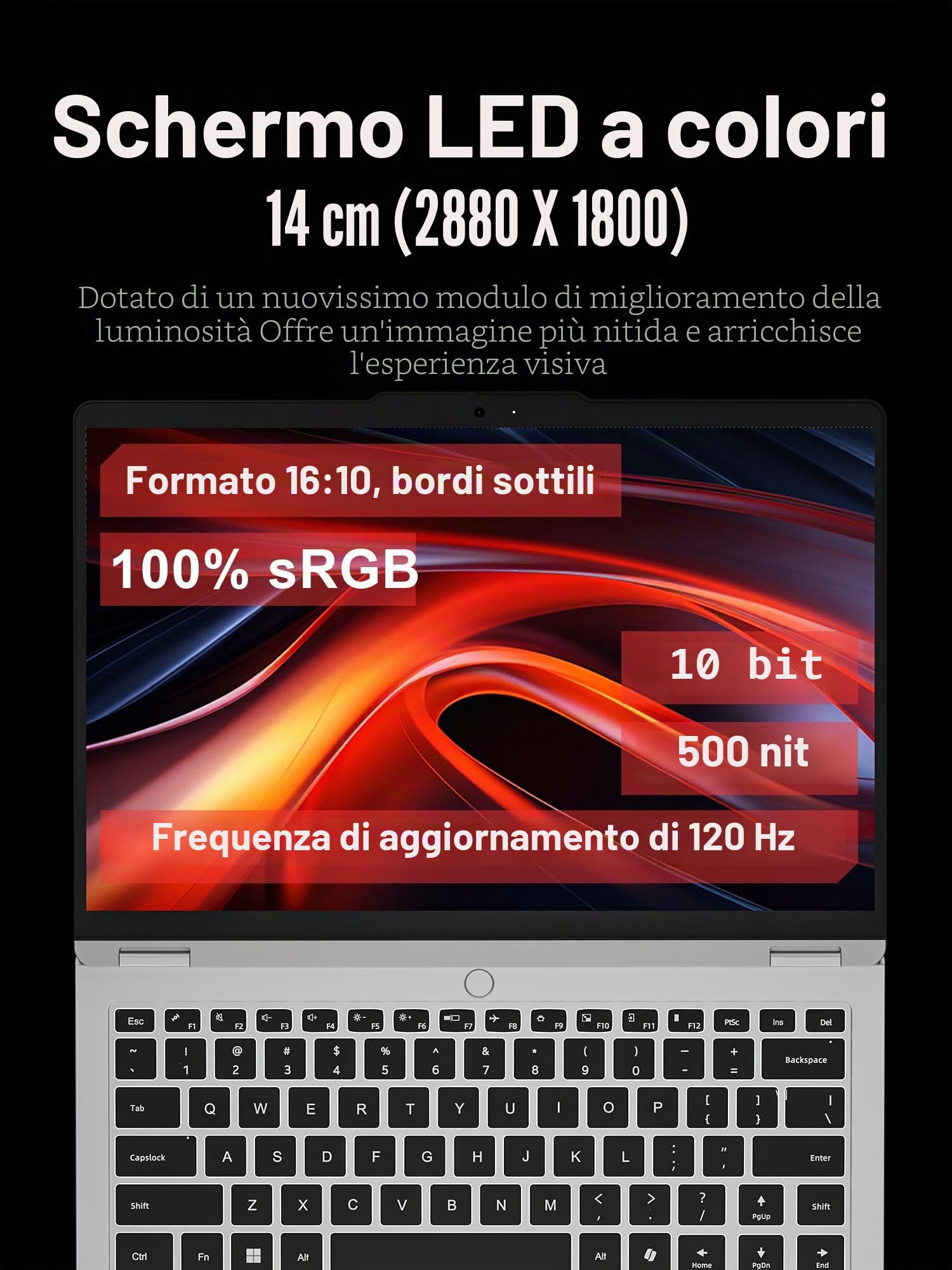 Computer portatile, schermo QHD+ da14" (2880x1800)Ryzen 7 H255 (8 core/16 thread, fino a 4,9 GHz), 32 GB di RAM LPDDR5, SSD da 1TB(espandibile fino a 8 TB) lettore di impronte digitali, grigio