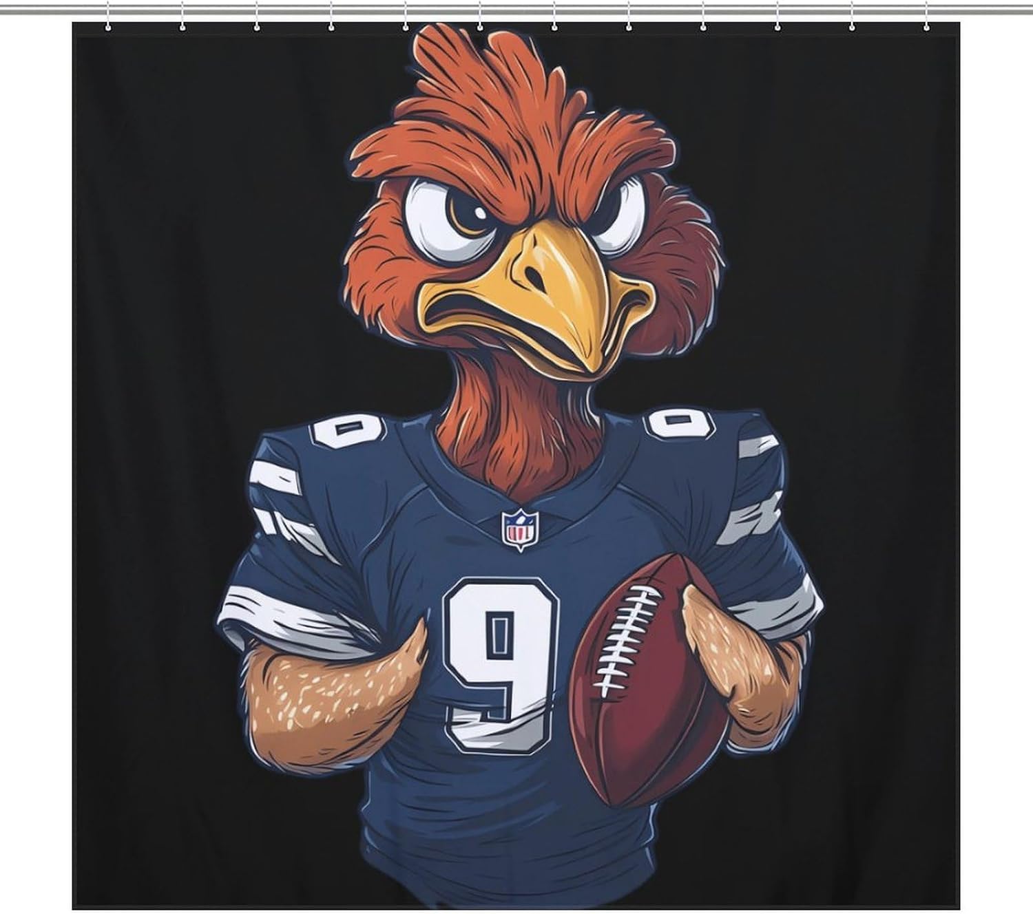 Roaring Turkey Playing Basketball Bathroom Shower Curtain Waterproof Heavy Duty Polyester Bath Curtains with 12 Hooks 69.69x70.87Inch（177x180cm）