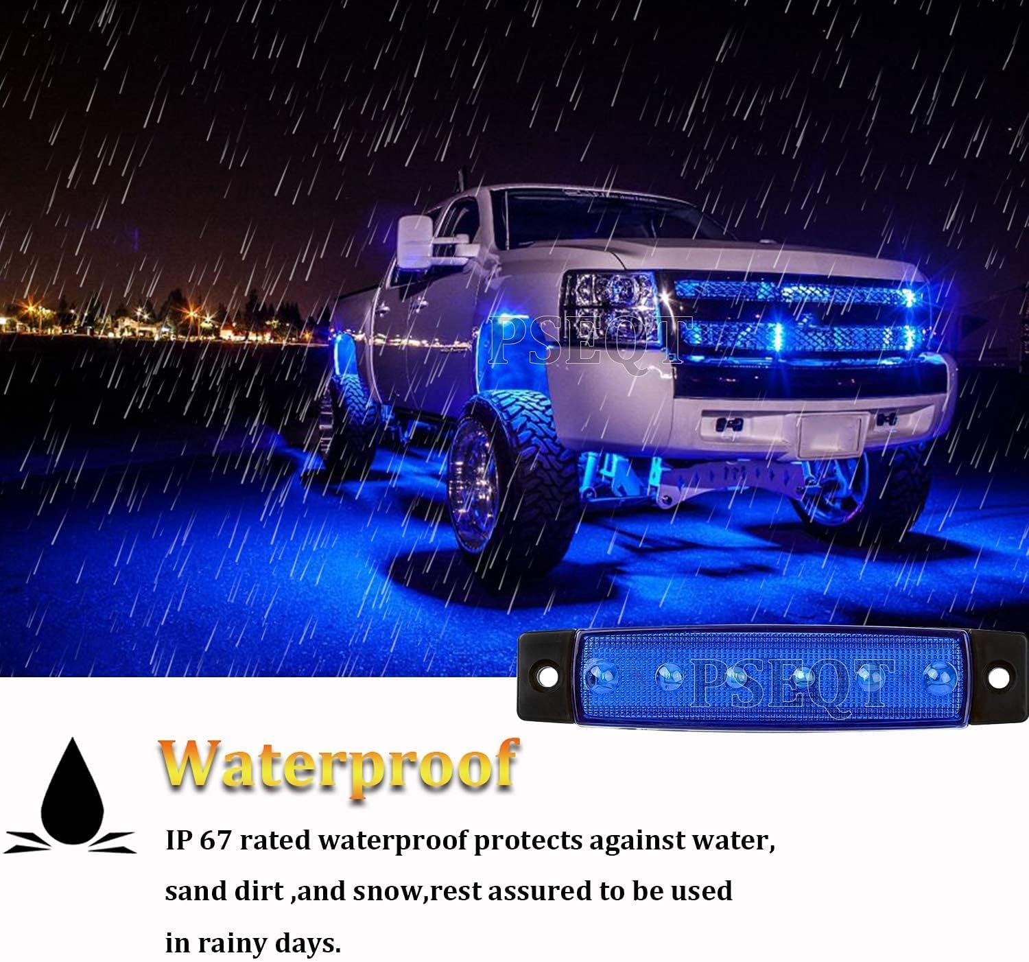 PSEQT 3.9'' LED Rock Strip Lights Car Exterior Underglow Wheel Fender Light Blue (10Pcs) + 100FT/30M 22AWG 2pin Extension Cable Wires Cord (1Pcs)