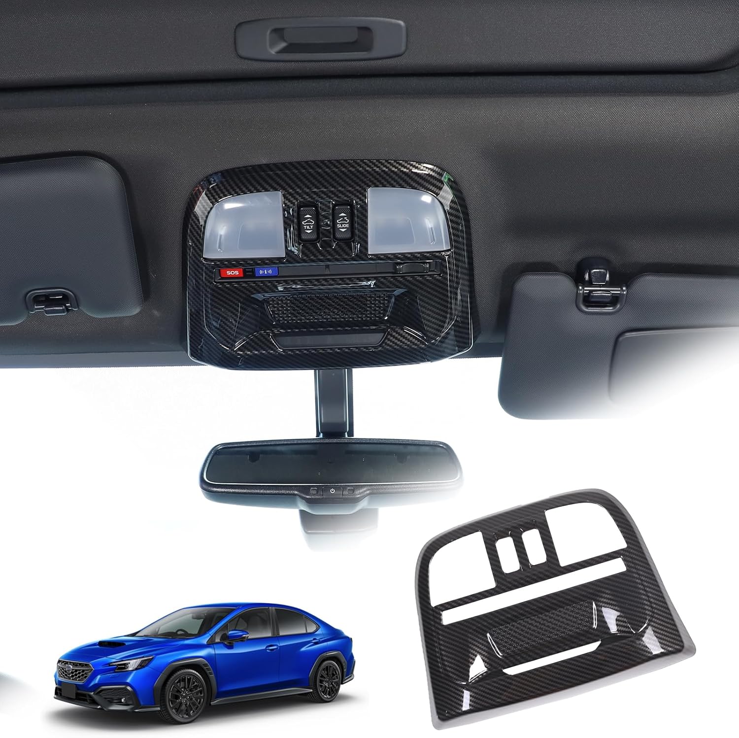 Car Front Reading Light Lamp Trim Cover Compatible with Subaru WRX 2022 2023 2024 Car Top Front Reading Light Panel Cover Trim ABS Interior Accessories (Carbon Fiber)