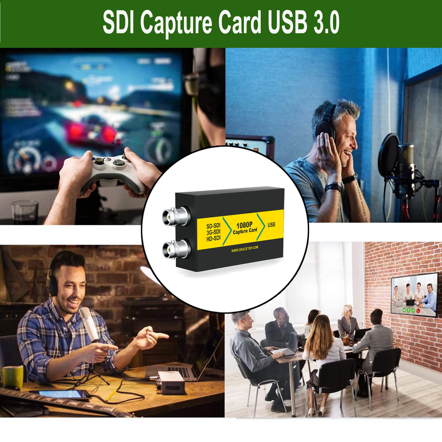 Scheda di acquisizione SDI, scheda di acquisizione video da 1080P SDI a USB 3.0, scheda di acquisizione da SDI a USB per registrazione video in streaming per Windows, Linux, OS