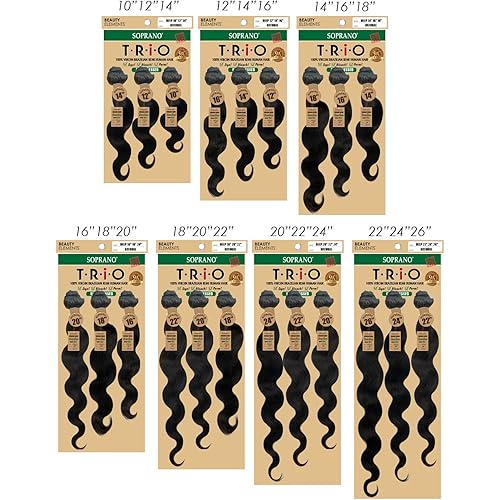 SOPRANO HH TRIO BRAZILIAN REMI BUNDLE 100% Human Hair 3 Bundles Set_One pack Enough (Body wave, 12" + 14"+ 16")