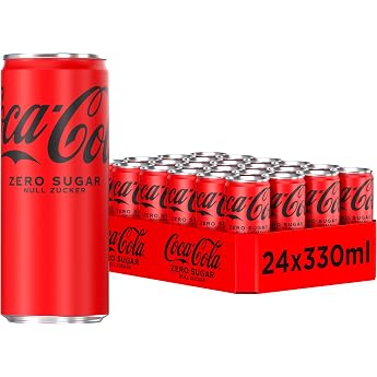 Coca-Cola Zero Sugar - Caffeinated Soft Drink with Original Coca-Cola Flavour - Zero Sugar and No Calories - in Stylish Tins 