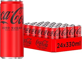 Coca-Cola Zero Sugar - koffeinhaltiges Erfrischungsgetränk mit originalem Coca-Cola-Geschmack - null Zucker und ohne Kalorien - in stylischen Dosen (24 x 330 ml)