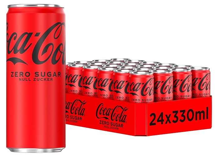 Coca-Cola Zero Sugar - koffeinhaltiges Erfrischungsgetränk mit originalem Coca-Cola-Geschmack - null Zucker und ohne Kalorien - in stylischen Dosen (24 x 330 ml) - 330 ml (24er Pack)