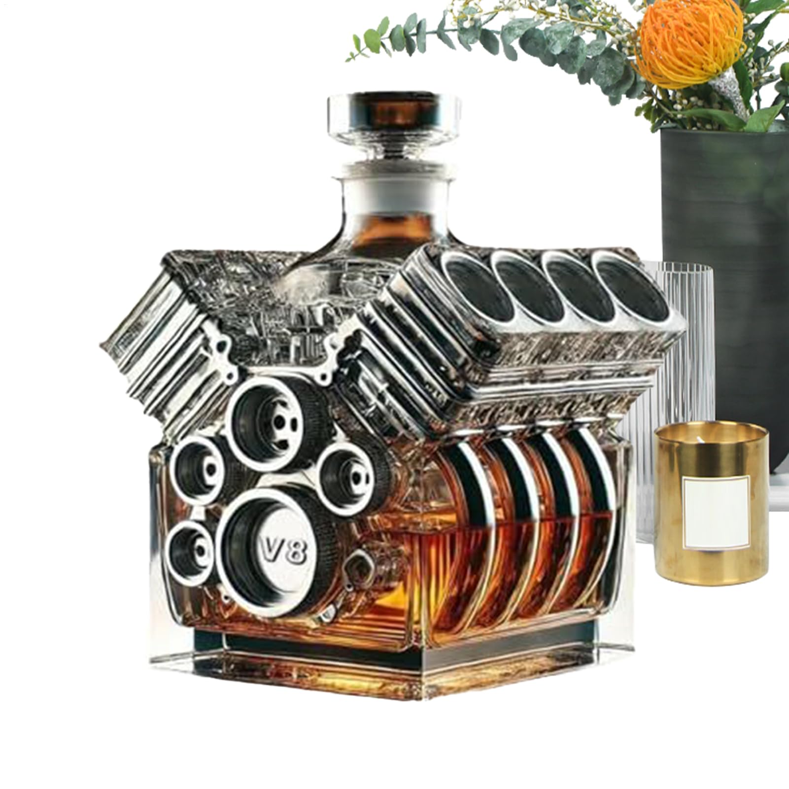 Distributore di liquori - Bottiglia di decanter per alcol a forma di motore V8 per Tequila, bottiglia di whisky decanter di vino motore - biberon per dispenser di whisky decanter di alc
